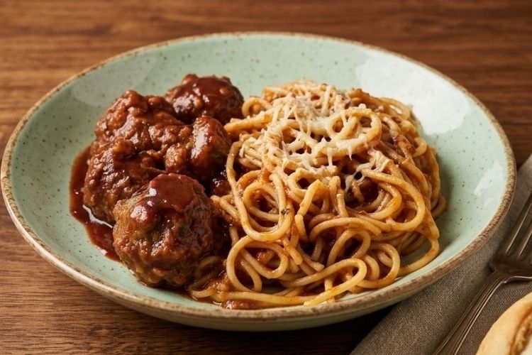 Espaguetis con albóndigas plato único de 450 gr La Mansiega comida casera Espaguetis con albondigas plato unico de 450 gr La Mansiega comida casera